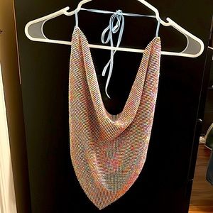 Pretty, Pretty Multi Colored Chainmail Halter Top!🩷💜🩵🧡💚